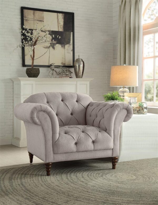 beige tufted chair