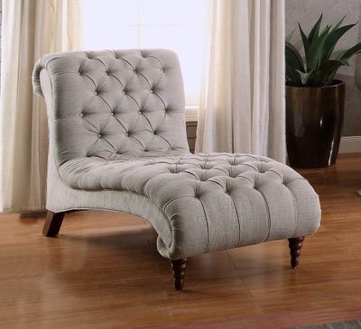 beige tufted chaise